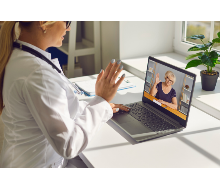Person having a virtual doctor visit