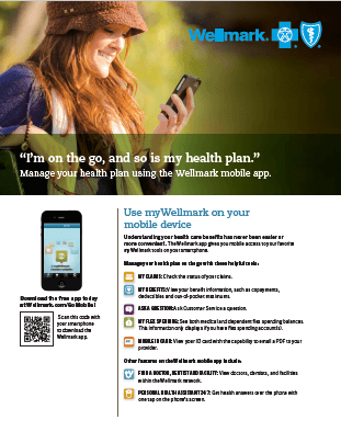 Front cover of the Wellmark Mobile App Flyer
