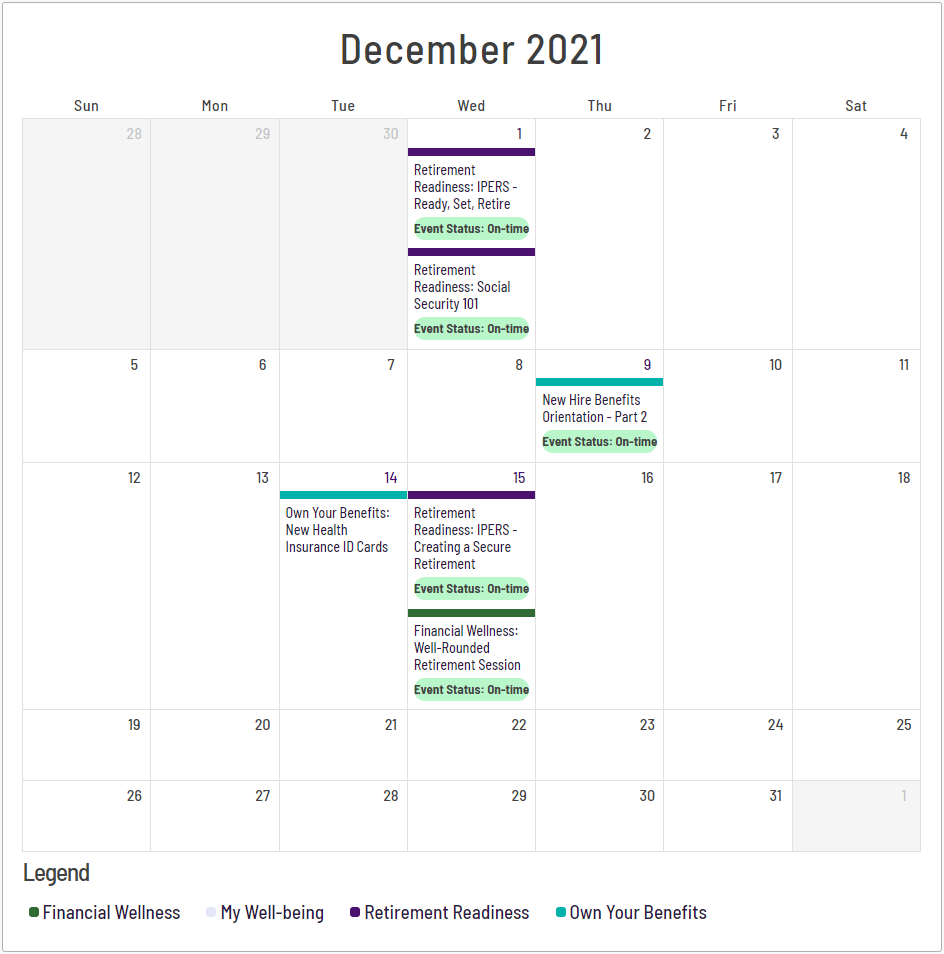 December 2021 Calendar