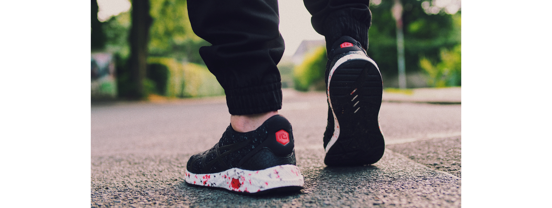 Persons feet who is on a walk