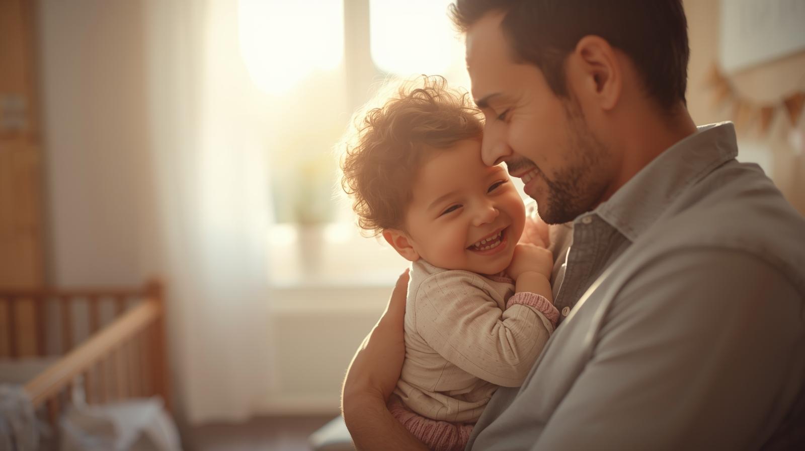 A man holding a young child.